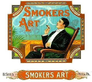 smoking men cigar label